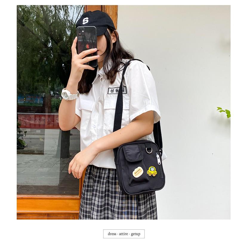 Túi Vải Canvas Đeo Chéo Phong Cách Hàn Quốc Dành Cho Nữ CHỐNG NƯỚC, ĐÁNG YÊU tặng kèm ICON TV008