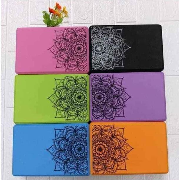 GẠCH TẬP YOGA IN HOA MANDALA -NHIỀU MÀU tặng kèm dây dù yoga