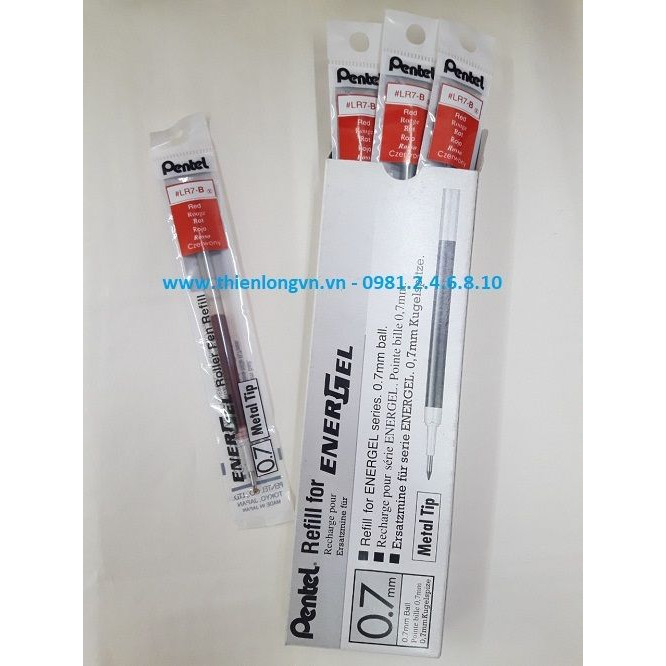 Hộp 12 Ruột bút nước energel Pentel LR7 màu đỏ 0.7mm