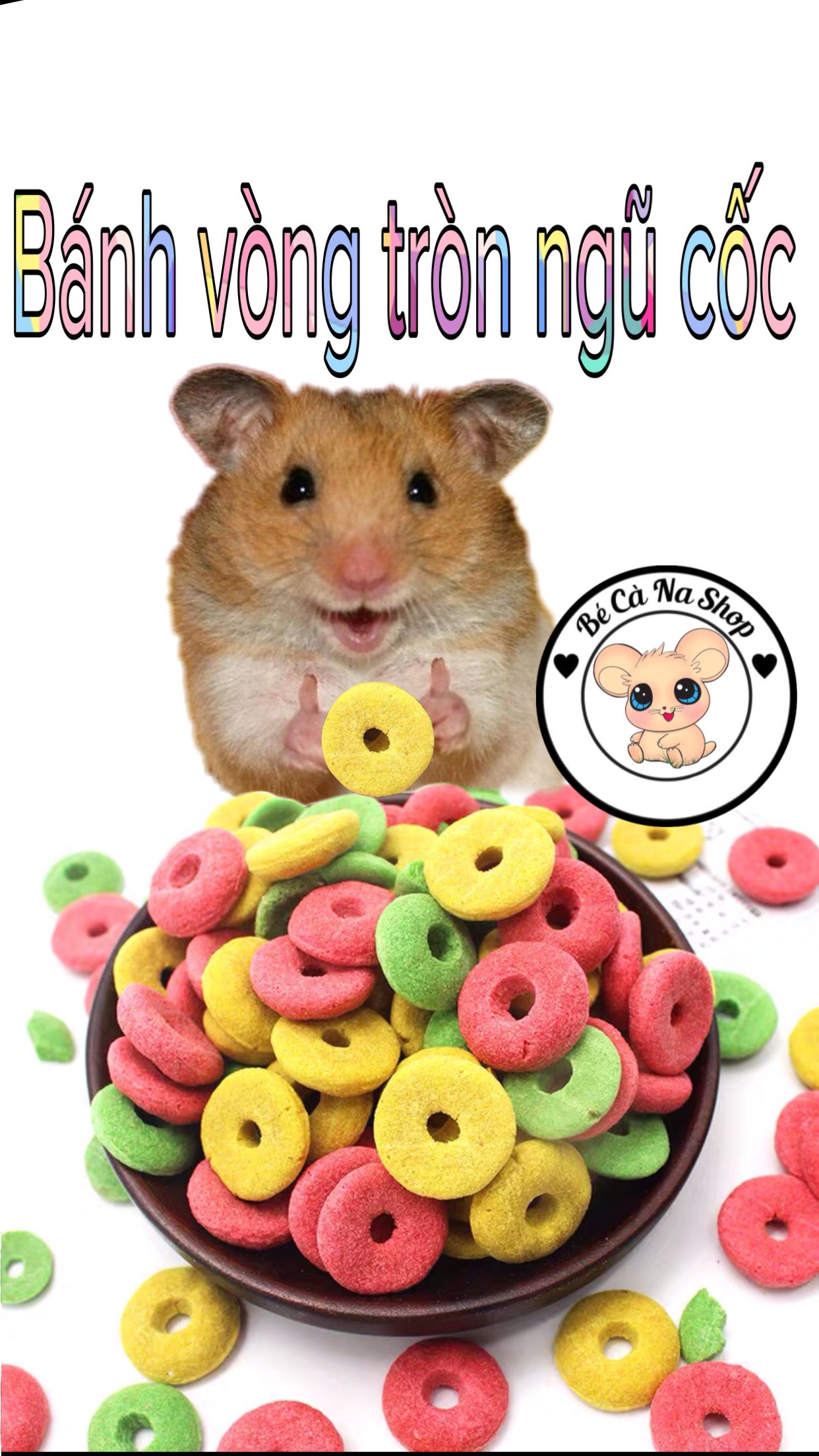 Bánh vòng tròn ngũ cốc. thức ăn xốp hộ trợ mài răng cho hamster , thỏ bọ sóc...