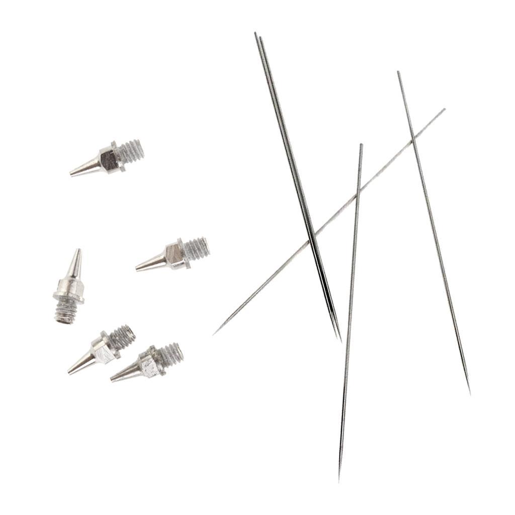 Stainless Steel 5pcs 0.3mm Airbrush Needle & 5pcs 0.2mm Nozzle