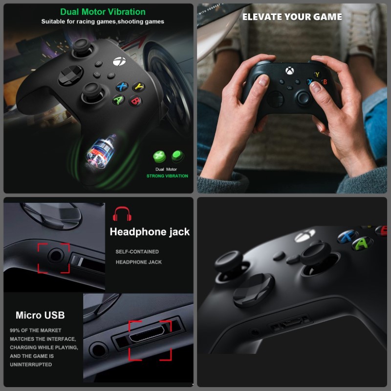 Gamepad Không dây Bluetooth Xbox One X Black - cho máy tính, laptop, smartphone, máy tính bảng, máy game