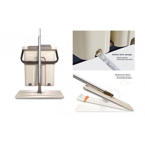 Bộ lau nhà 360 độ 4 in 1 tự vắt thông minh đa năng xoay 2 vách ngăn cao cấp