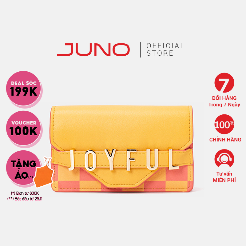 Ví Nữ Mini Thời Trang JUNO Joyful In Họa Tiết Checkerboard VI185