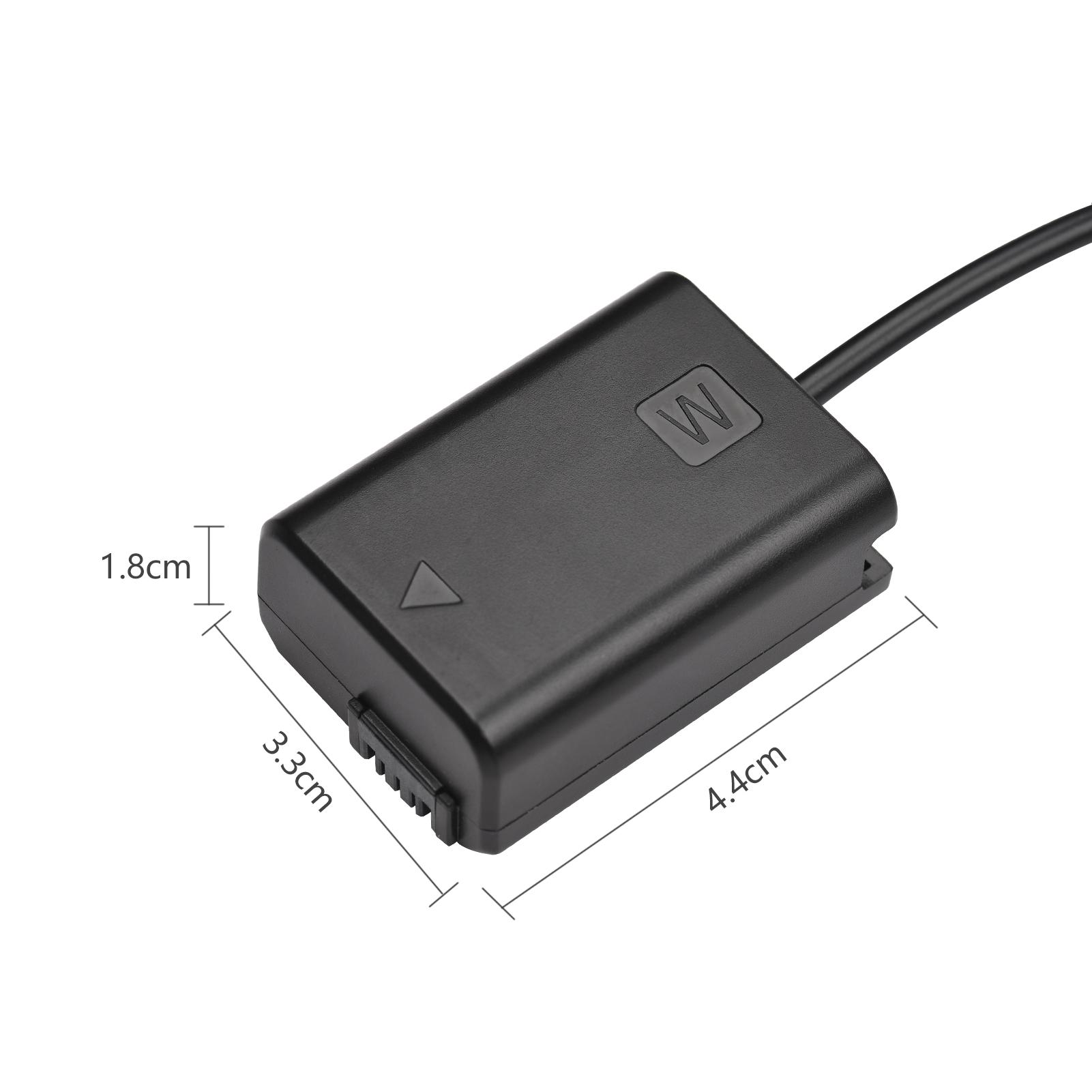 PD USB Type-C Cable to NP-FW50 Dummy Battery DC Coupler for Sony A7S2 A7S A7 II R RII A7M2 A6000 A6300 A6500 A7000