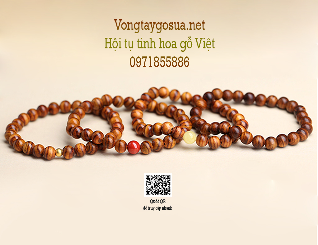Vòng tay gỗ sưa đỏ 8ly