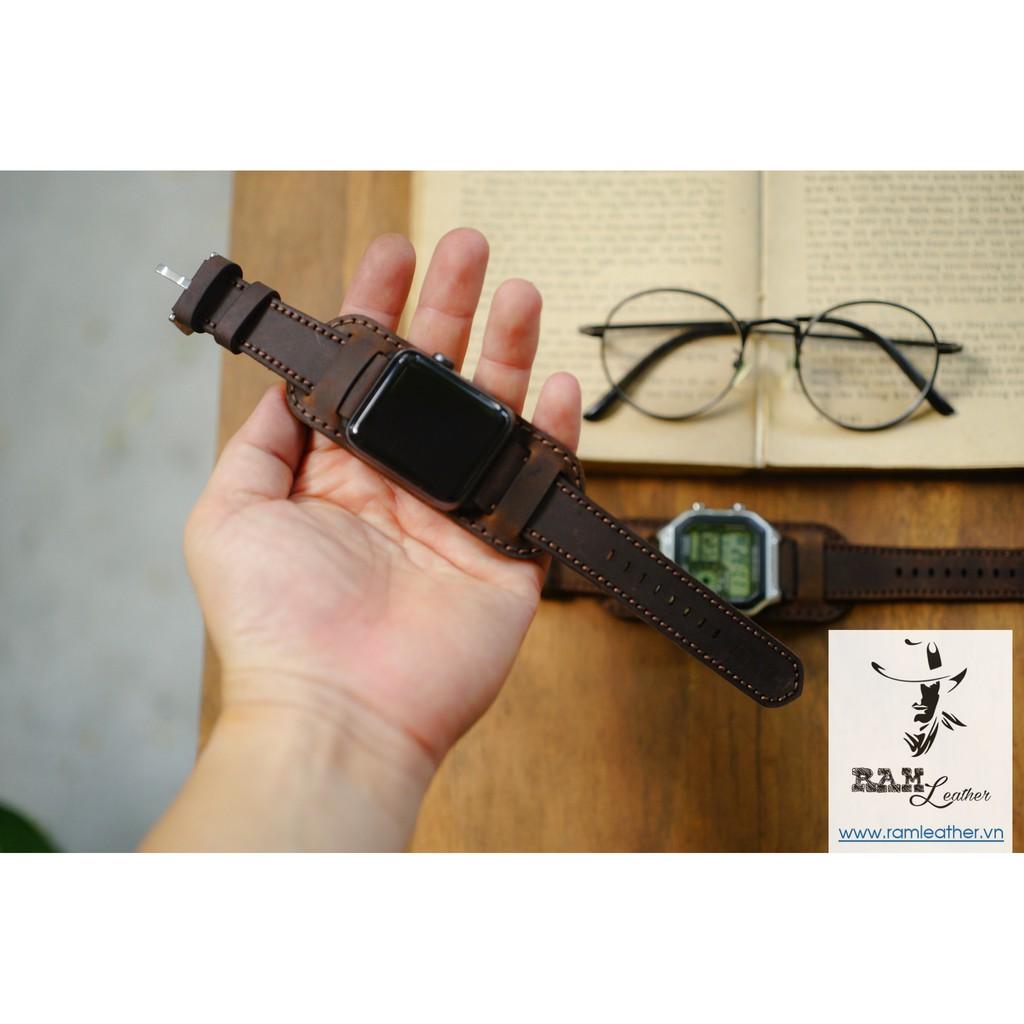 DÂY APPLE WATCH KIỂU ĐỨC BUNDSTRAP RAM B1 DA SÁP NGỰA ĐIÊN CỰC CHẤT