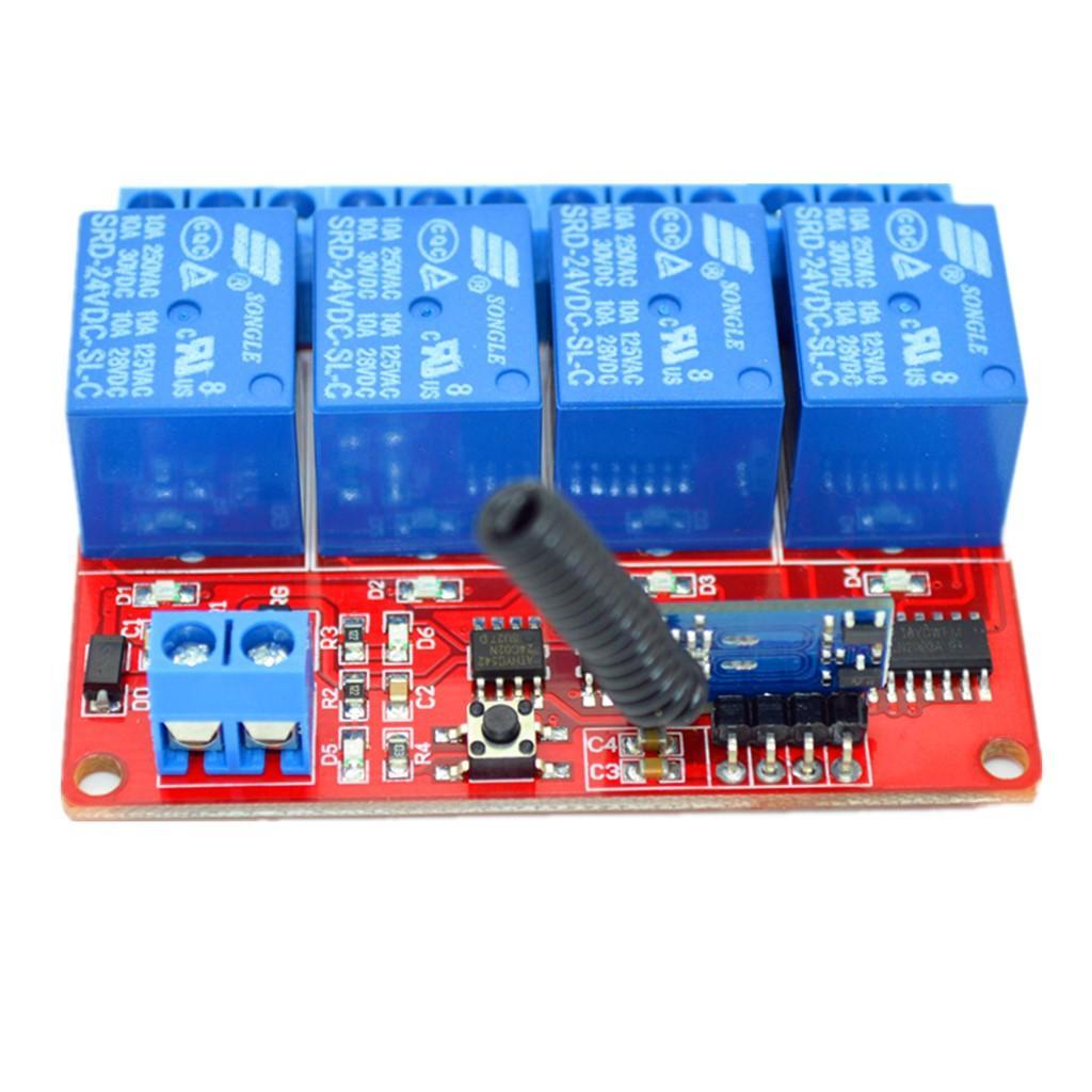 24V 4CH Wireless Remote Control Relay Switch + Receiver 433MHz