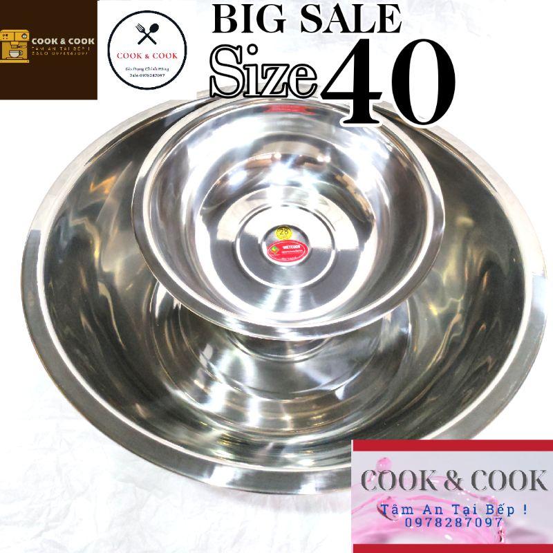 Thau inox  size 40 cm, chậu inox đa năng rửa mặt, làm bánh, trộn thực phẩm, spa...cao cấp inox 304