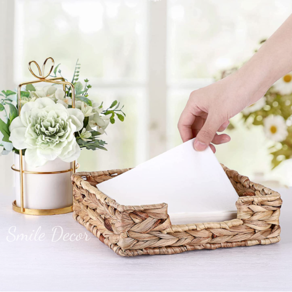 Khay đựng giấy ăn, khăn ăn hình vuông Smile Decor trang trí bàn tiệc, nhà hàng, khách sạn – Square hyacinth napkin holder