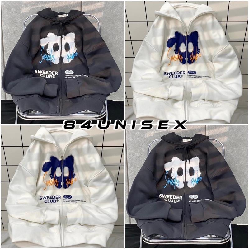 Áo Khoác Hoodie Form Rộng Phối Zip Unisex CAT Vải Nỉ Bông Dày Dặn