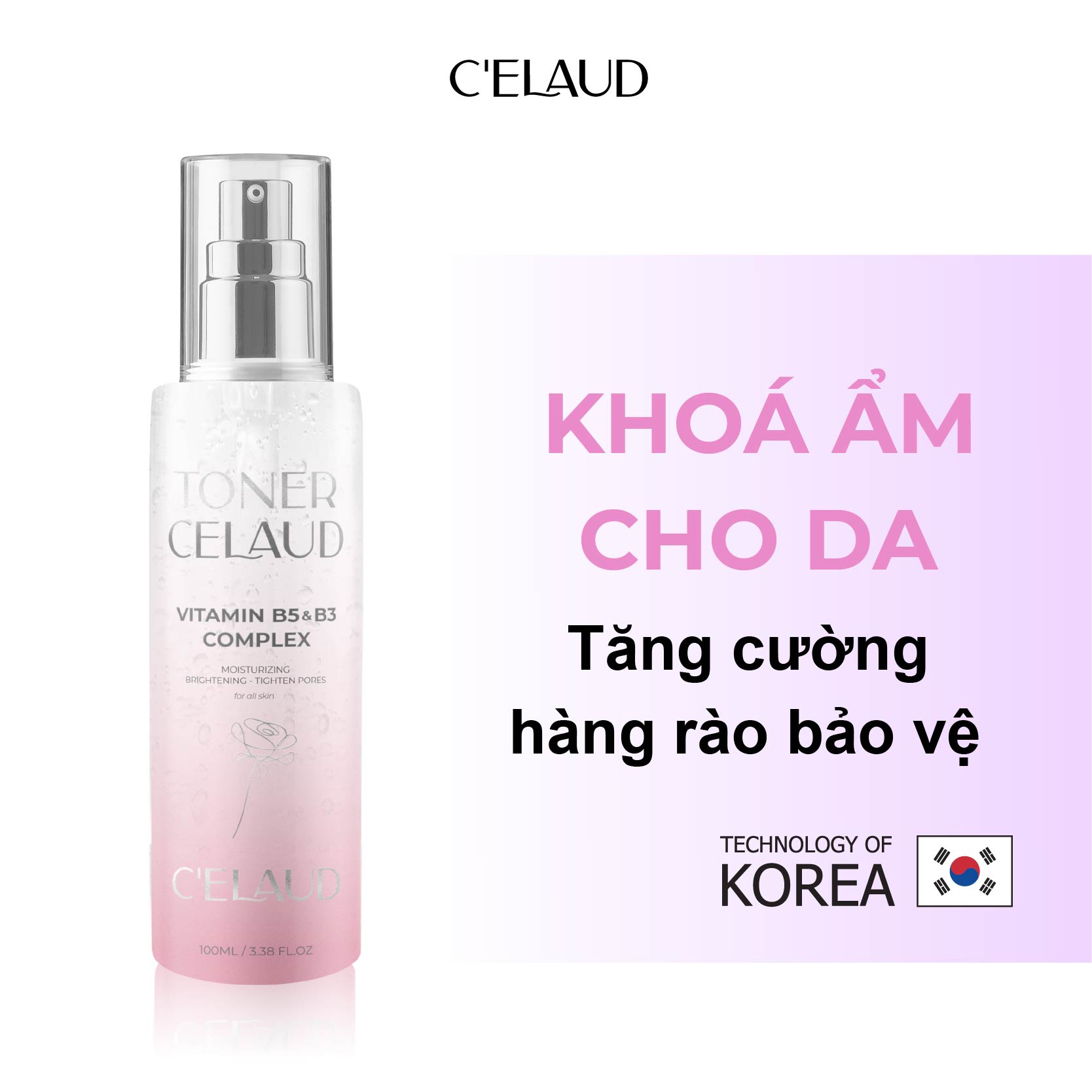 Nước hoa hồng làm dịu da và cân bằng độ pH Toner Celaud