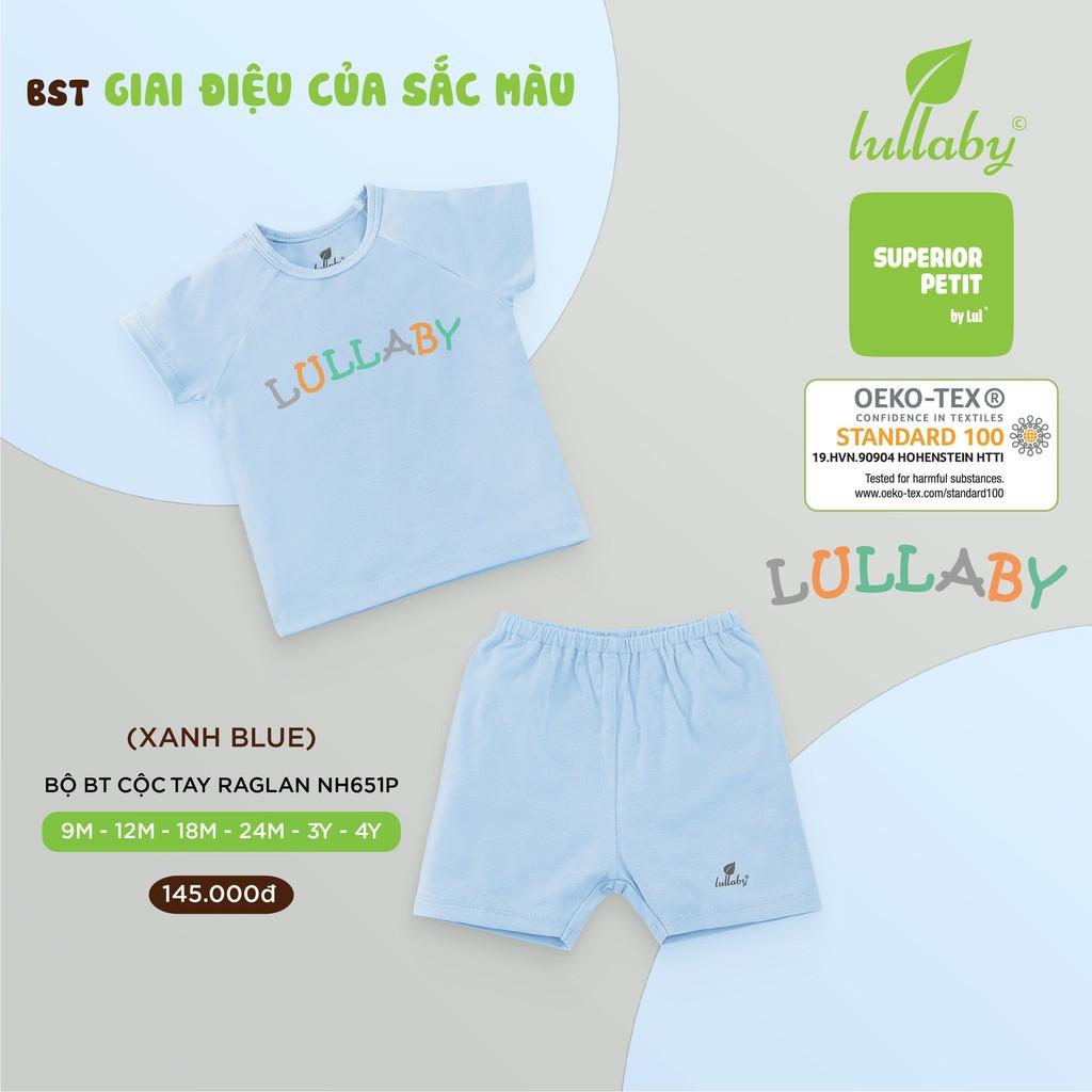 Bộ cộc tay peptit Lullaby NH651P, bộ quần áo bé trai mềm mịn, siêu mát
