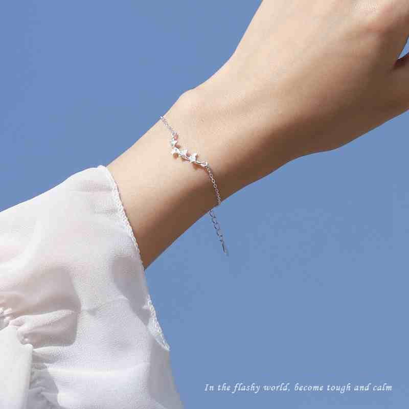 Vòng tay nữ bạc Ý s925 họa tiết lá bạch quả nhỏ tươi S2261 - AROCH Jewelry