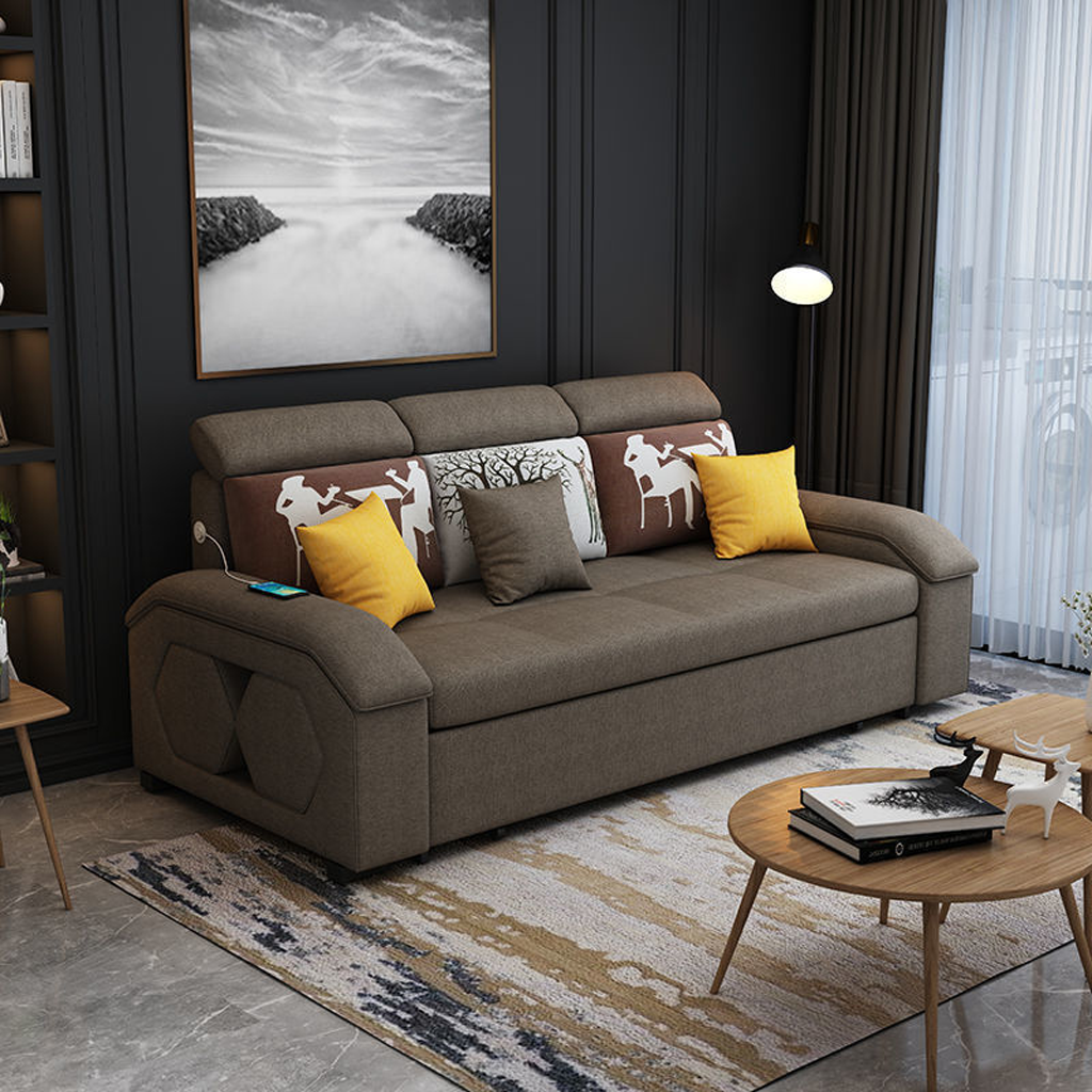 Ghế Sofa Giường kéo khung sắt chống gỉ kích thước 180cm x 200cm x 90cm Mã HGK-32 màu vải tùy chọn Bảo hành 5 năm