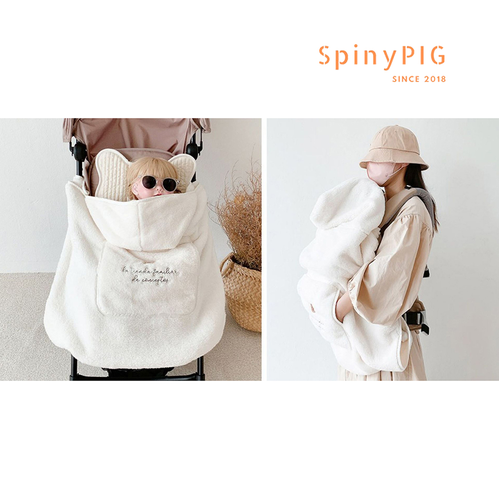 Khăn quấn bé sơ sinh có mũ lông tuyết dày mịn style Hàn Quốc cho bé ra ngoài cực ấm áp vào mùa đông