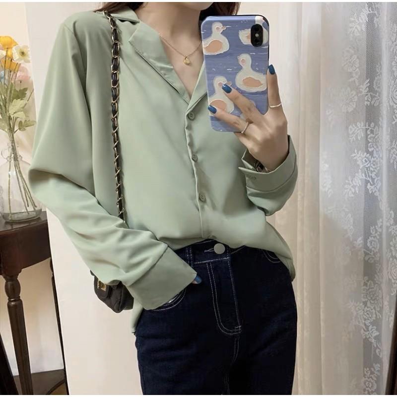 Sơ mi basic cổ vest nhiều màu thanh lịch chất đũi lụa đẹp