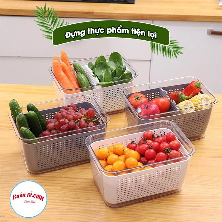 Hộp đựng thực phẩm tủ lạnh 2 lớp Hokori tiện lợi , dễ dàng bảo quản thức ăn, có lỗ thoát nước br01542