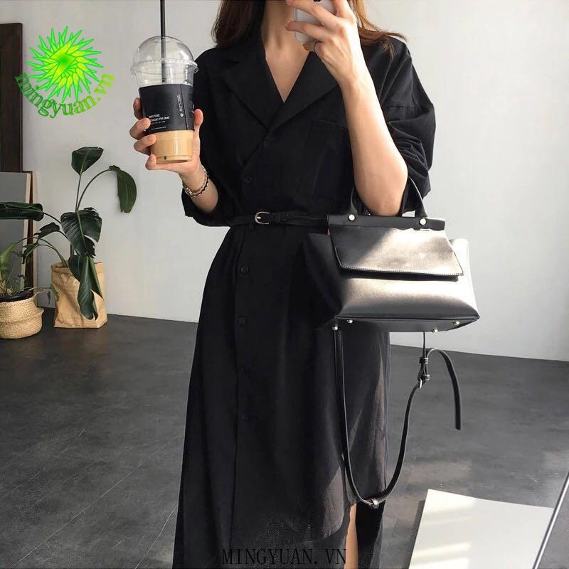 Đầm Sơ Mi Màu Trơn Thời Trang Nữ Tính