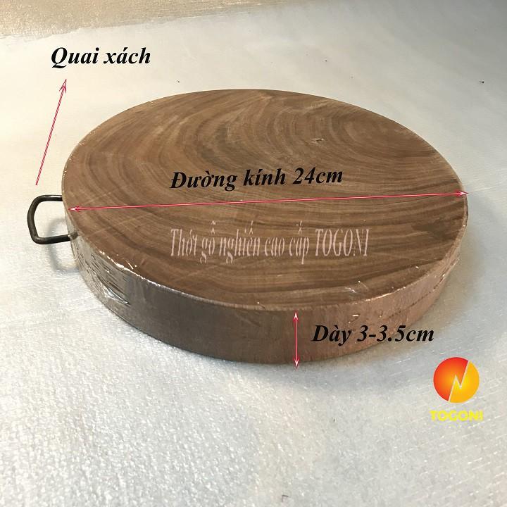 THỚT GỖ NGHIẾN cao cấp TOGONI 24cm dày 3.5cm- Không tâm (Thớt thái, băm)