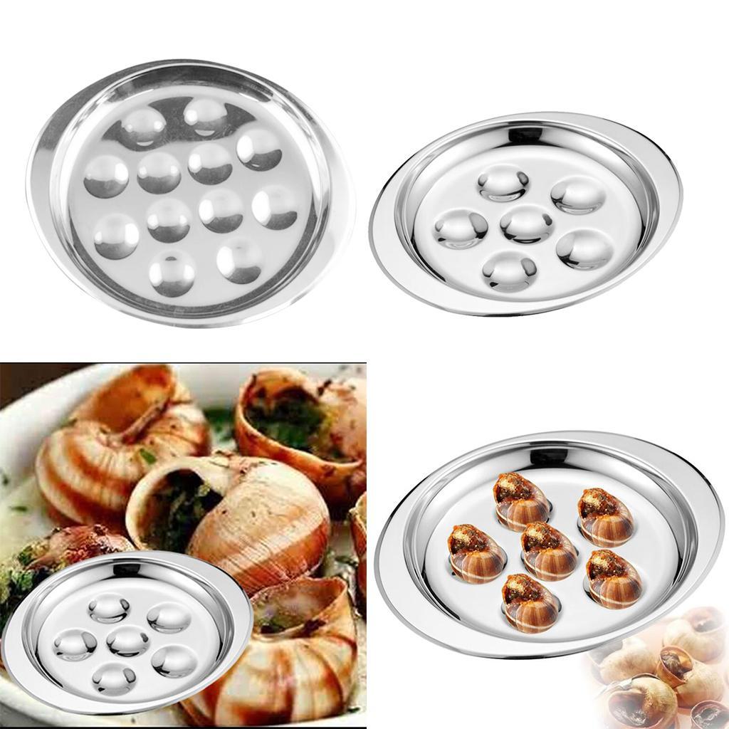 Set of 2, Stainless Steel French Escargot Baking Plate Mushroom Snail Dish