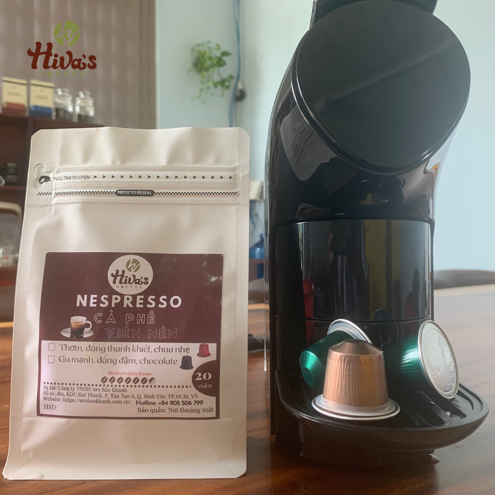 [Tiết kiệm] Cà phê viên nén Nespresso chính hãng HIVA'S COFFEE, túi zip 20 viên nhựa GU NHẸ - Nguyên chất, Thơm nồng nàn, Chua thanh, đắng nhẹ, hậu ngọt tự nhiên - Dòng TIẾT KIỆM. Giá TỐT tại xưởng