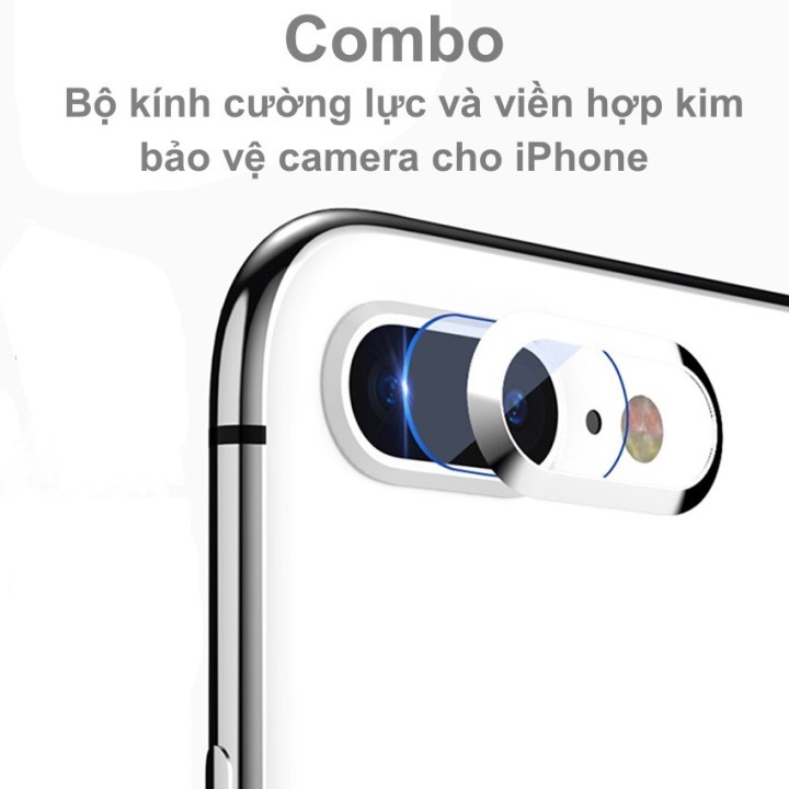 Combo Miếng Dán Cường Lực và Vòng Bảo Vệ Camera cho iPhone 7 Plus, 8 Plus