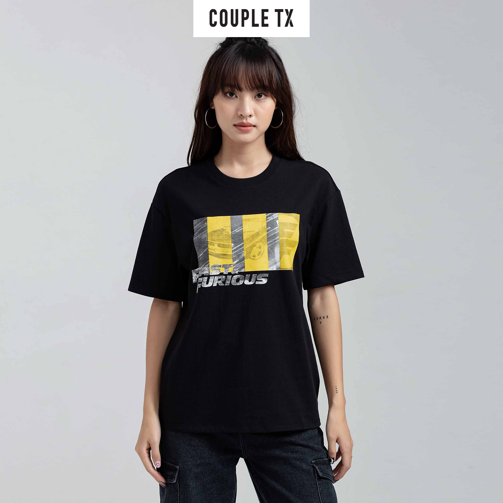 COUPLE TX - Áo Thun Nữ Cotton Relax In Tram Xe FF WTS 2184