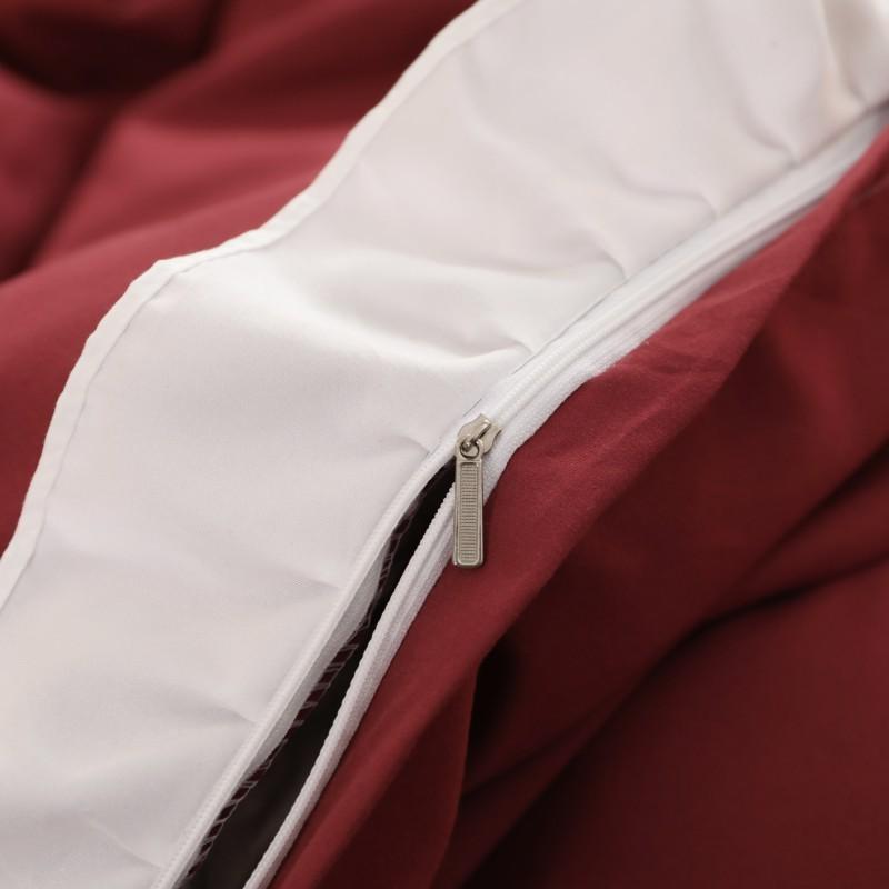 Bộ Chăn Ga Gối Cotton Đũi Viền Bèo - Đỏ Viền Trắng
