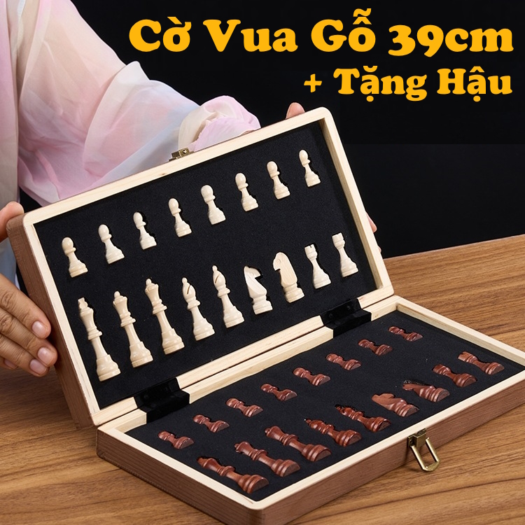 Cờ Vua Gỗ Nam Châm Cỡ Cực Đại 39*39*5cm Có Tặng Hậu Gỗ Thông Tự Nhiên An Toàn Cao Cấp Chính Hãng