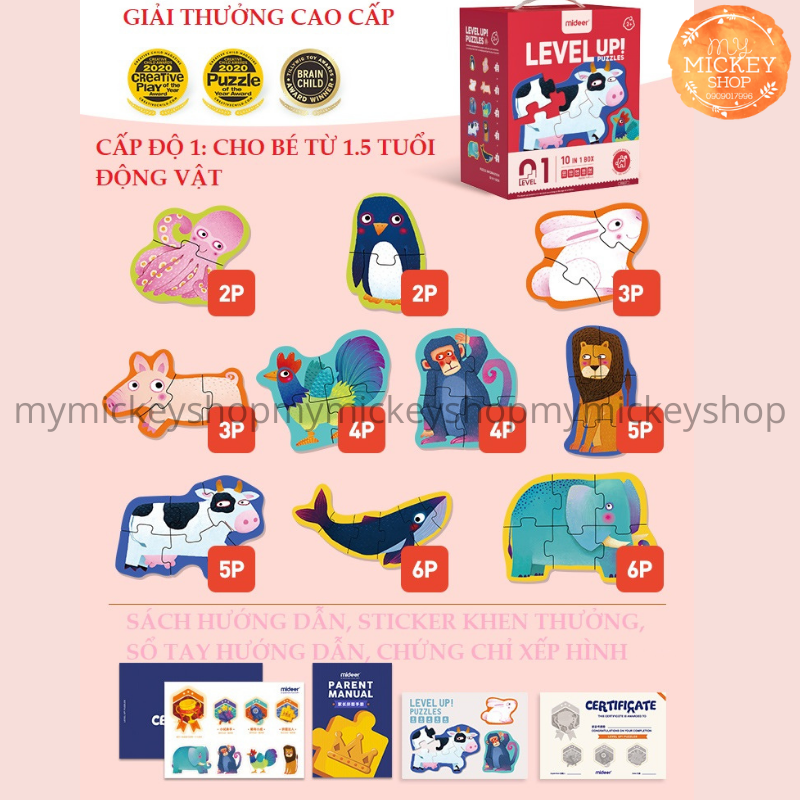 BỘ XẾP HÌNH 7 CẤP ĐỘ TỪ DỄ ĐẾN KHÓ THEO LỨA TUỔI - HÃNG MIDEER 7 ADVANCED LEVELS PUZZLE mẫu mới 2021