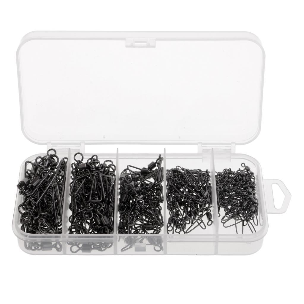 150Pcs Fishing Rolling Swivels With Coast Lock Snaps Line Hook Connectors