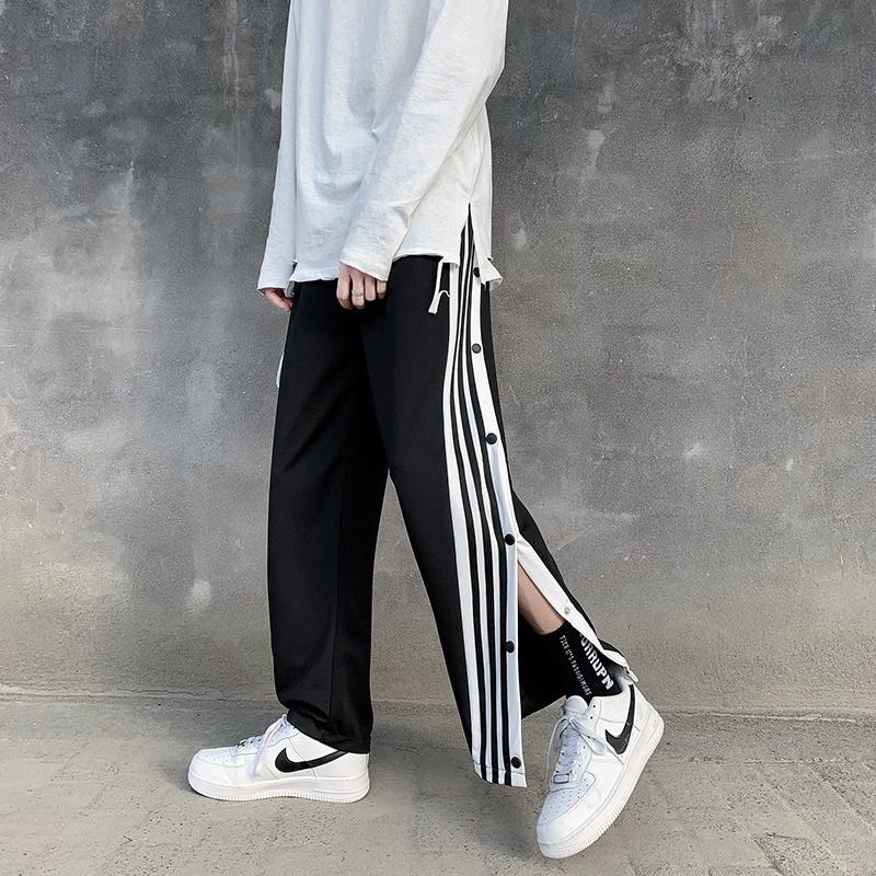 Quần jogger nam thể thao form rộng ulzzang hàn quốc, quần jogger nam 3 sọc viền cúc ống xẻ thời trang đường phố