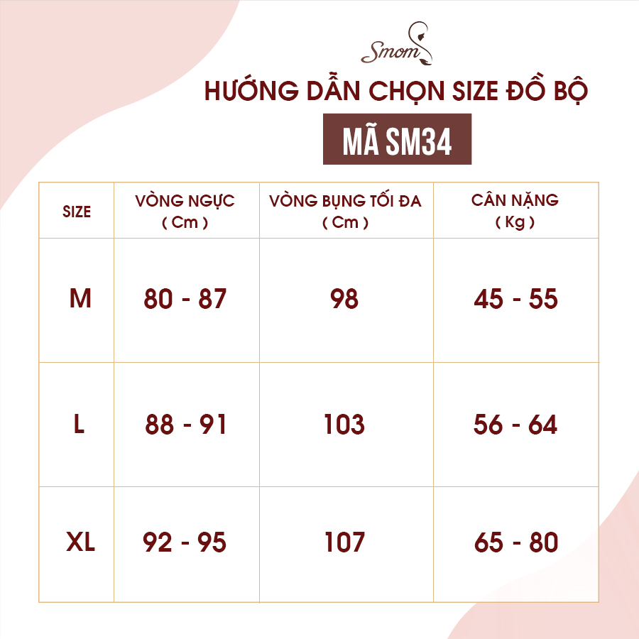 Đồ Bầu Đẹp Mặc Nhà Sau Sinh Thu Đông 2021 Chất liệu Lụa ngọc trai Cao Cấp Thương hiệu SMOM Mã SM34