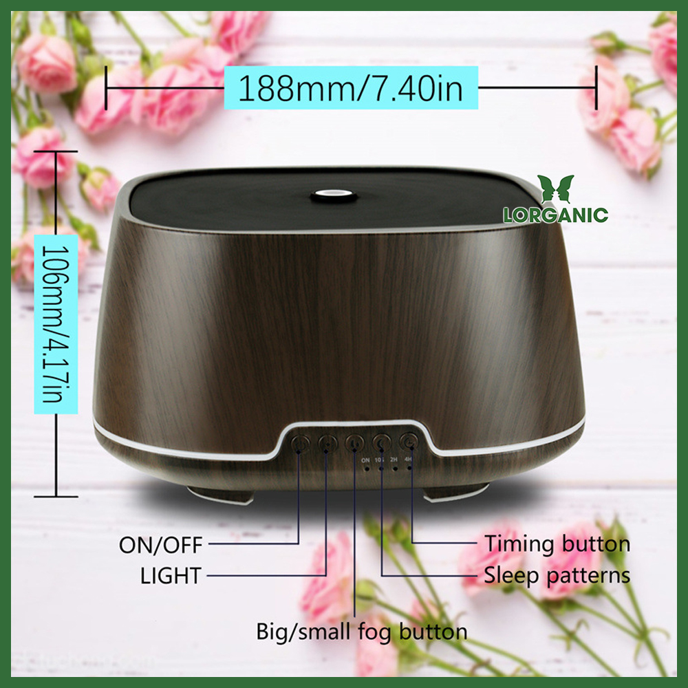 Máy khuếch tán/ máy xông tinh dầu Lorganic hình Trụ Vuông 700ml + tinh dầu sả chanh / Công nghệ hiện đại / Thích hợp xông phòng 15-40m2