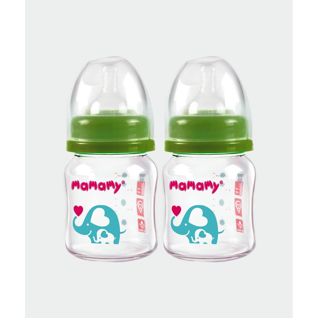 Combo 2 bình sữa Mamamy 120ml/chai chống sặc, chống đầy hơi an toàn cho bé (Nhiều size)
