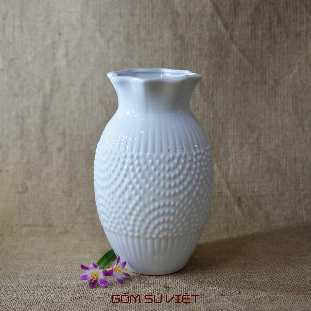 Bình hoa gốm trắng tổ ong số 3 - Gốm Bát Tràng