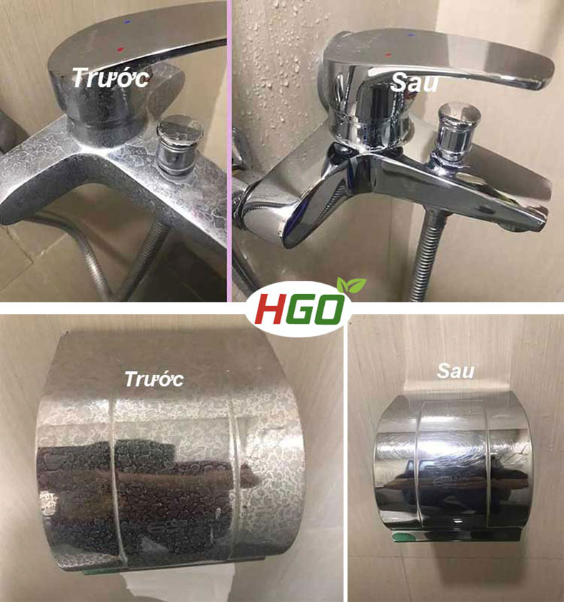 Combo tẩy cặn canxi nhà tắm HGO Plus + tẩy dầu mỡ nhà bếp HGO bình xịt 500ml, sử dụng tiện lợi hiệu quả tiết kiệm