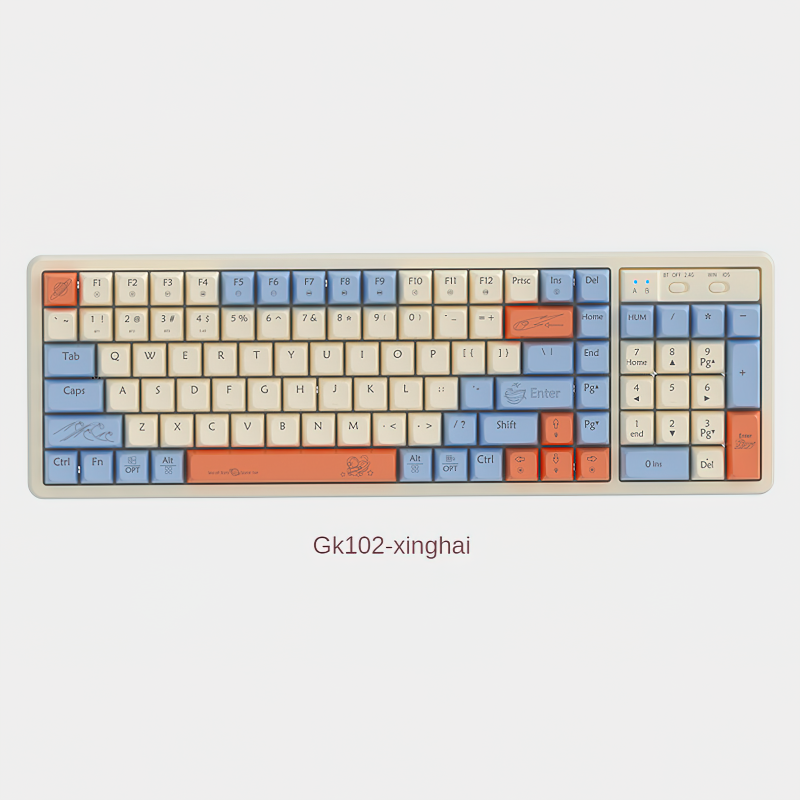 Bàn Phím Cơ Gaming không dây GK102 chống ồn - Bluetooth + USB - Pin sạc TypeC - Hotswap cho máy tính laptop điện thoại hàng nhập khẩu