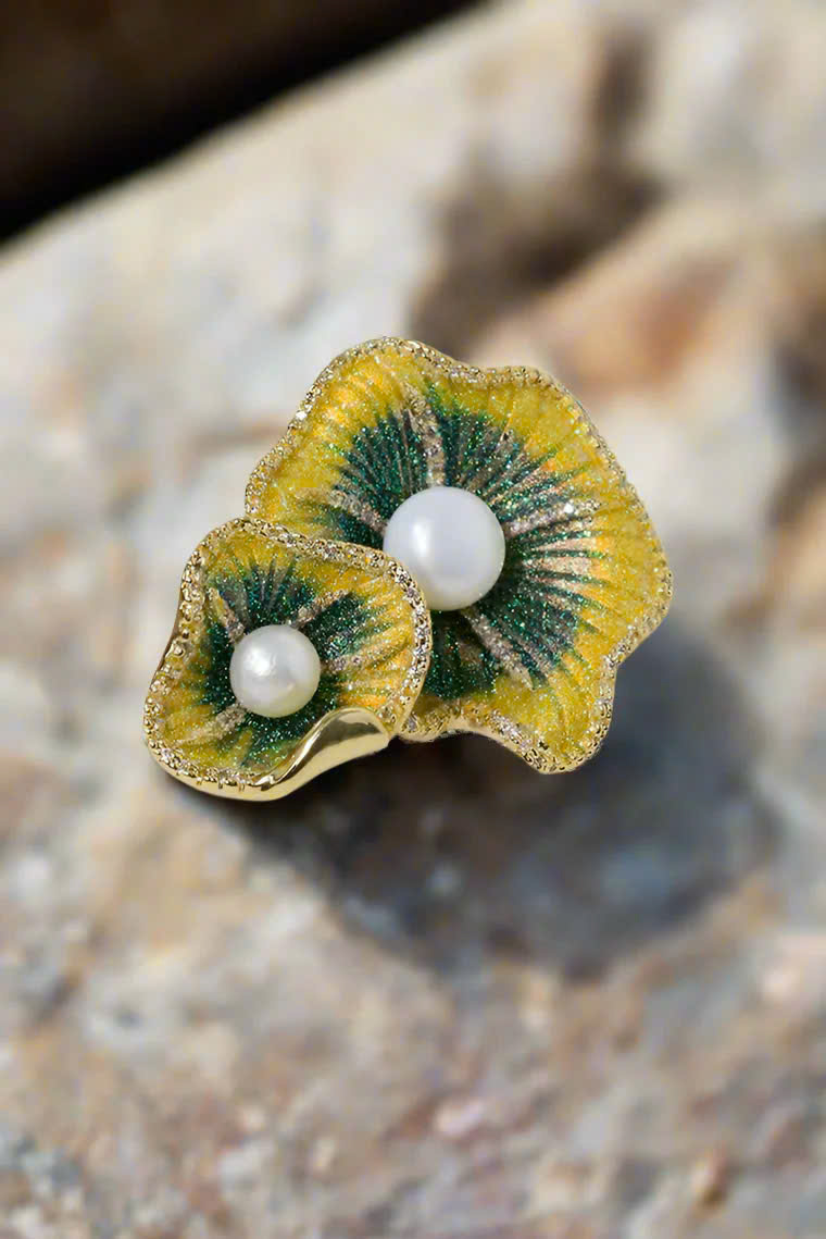 Trâm Cài Áo Vest, Áo Dài Đính Ngọc Trai Baroque Hình Lá Sen thời trang thiết kế Hity ACC436