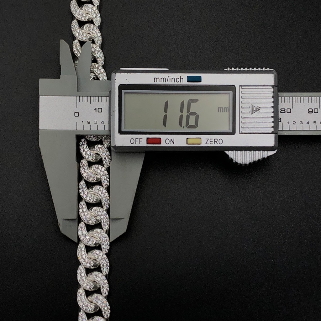 Dây Chuyền, Vòng Cổ Nam Bạc Ta Cuban Bản 12mm Dài 55cm Chính Hãng BẠC HIỂU MINH DBN079