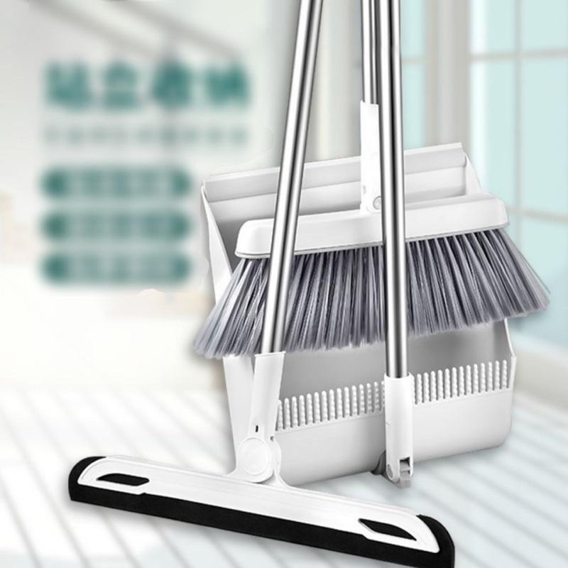 Chổi nhựa quét nhà thông minh kèm hót rác cán dài gấp gọn tiện dụng