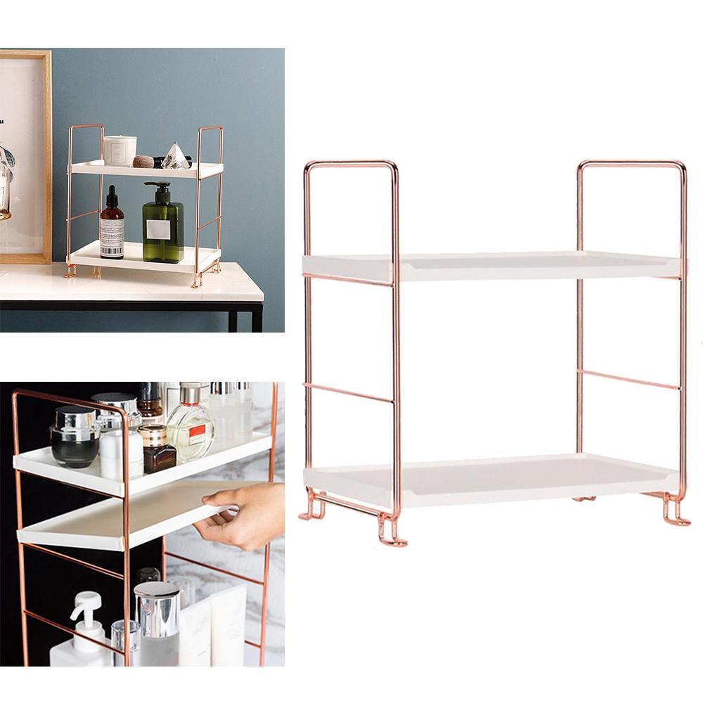 2 Tier Kitchen Spice Shelf Rack Storage Organizer Seasoning Bottle Stand Golden