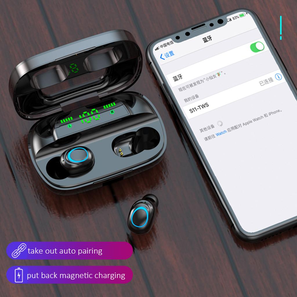 Bluetooth Headset, IPX5 Wireless Bluetooth 5.0 Earphone With Mic, 300H Playtime Bluetooth Headset, 3500mAh, LED Display, For IOS Android
