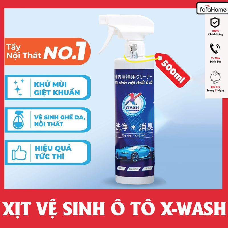 XWASH Xịt Vệ Sinh Xe Ô Tô Dung Dịch Vệ Sinh Nội Thất Xe Hơi Làm Sạch Ghế Da Trần Nỉ Khử Mùi Diệt Khuẩn Ô Tô