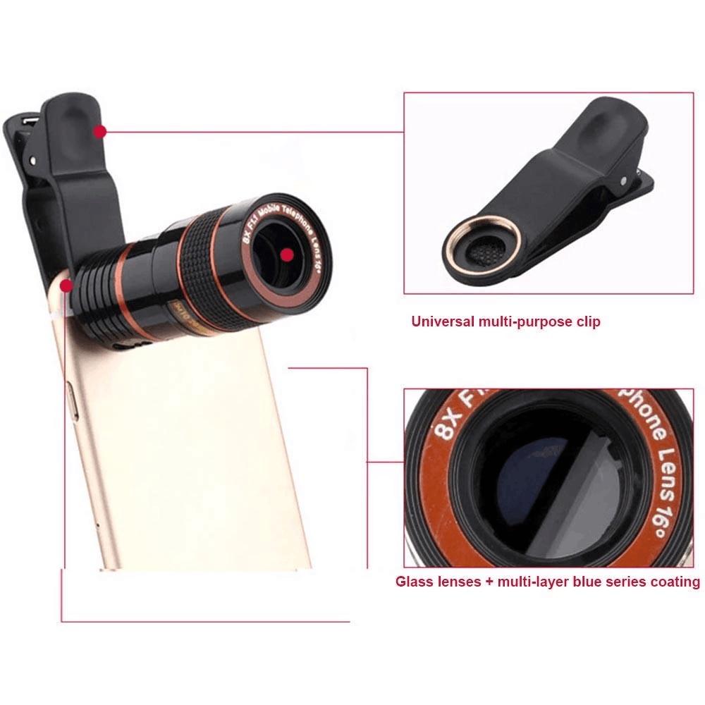 Ống Kính Phóng To 8X HD Không Vignetting Tám Lần Cho Điện Thoại Di Động