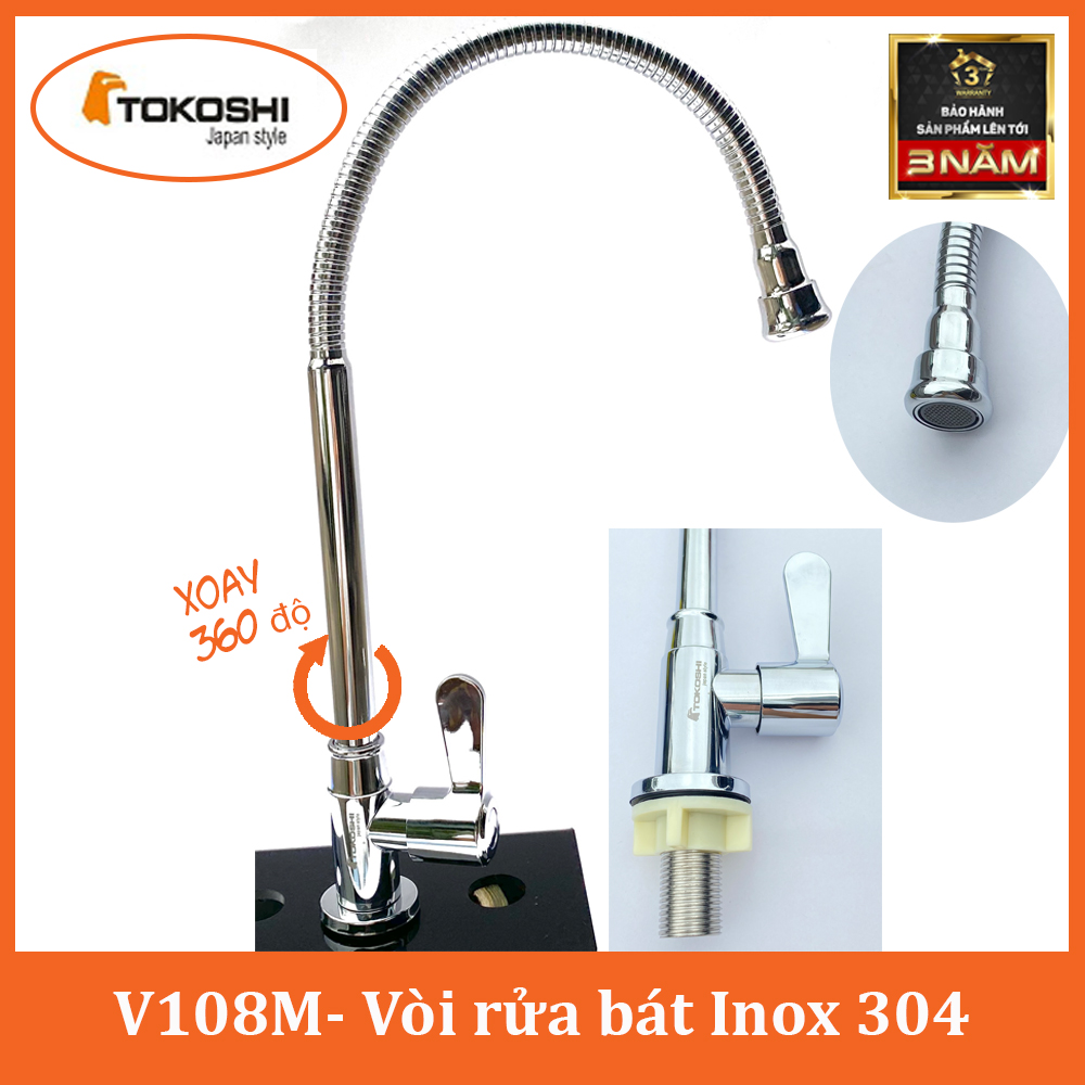 Vòi rửa chén bát lạnh ngỏng mềm cao cấp xoay 360 độ - Vòi rửa chén bát đồng thau mạ Chrome sáng bóng có kèm dây cấp