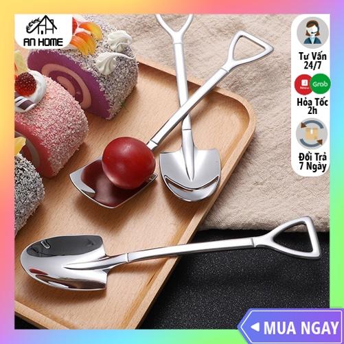 Set 4 Muỗng Thìa Tráng Miệng Inox SUS 304 ANHONE, Thiết Kế Hình Xẻng Mini Sang Trọng Dùng Ăn Kem Bánh Trái Cây