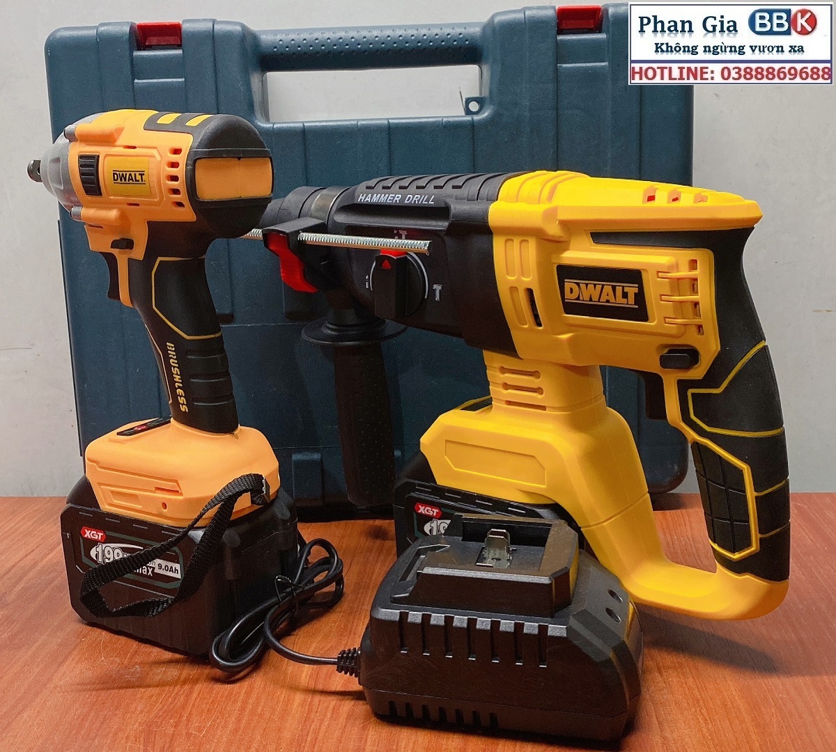 Bộ Combo Máy Khoan Đục Bê Tông Và Máy Siết Bulong - Bộ 2 Pin 15 Cell Động Cơ Từ Không Chổi Than - Bảo Hành 12 Tháng