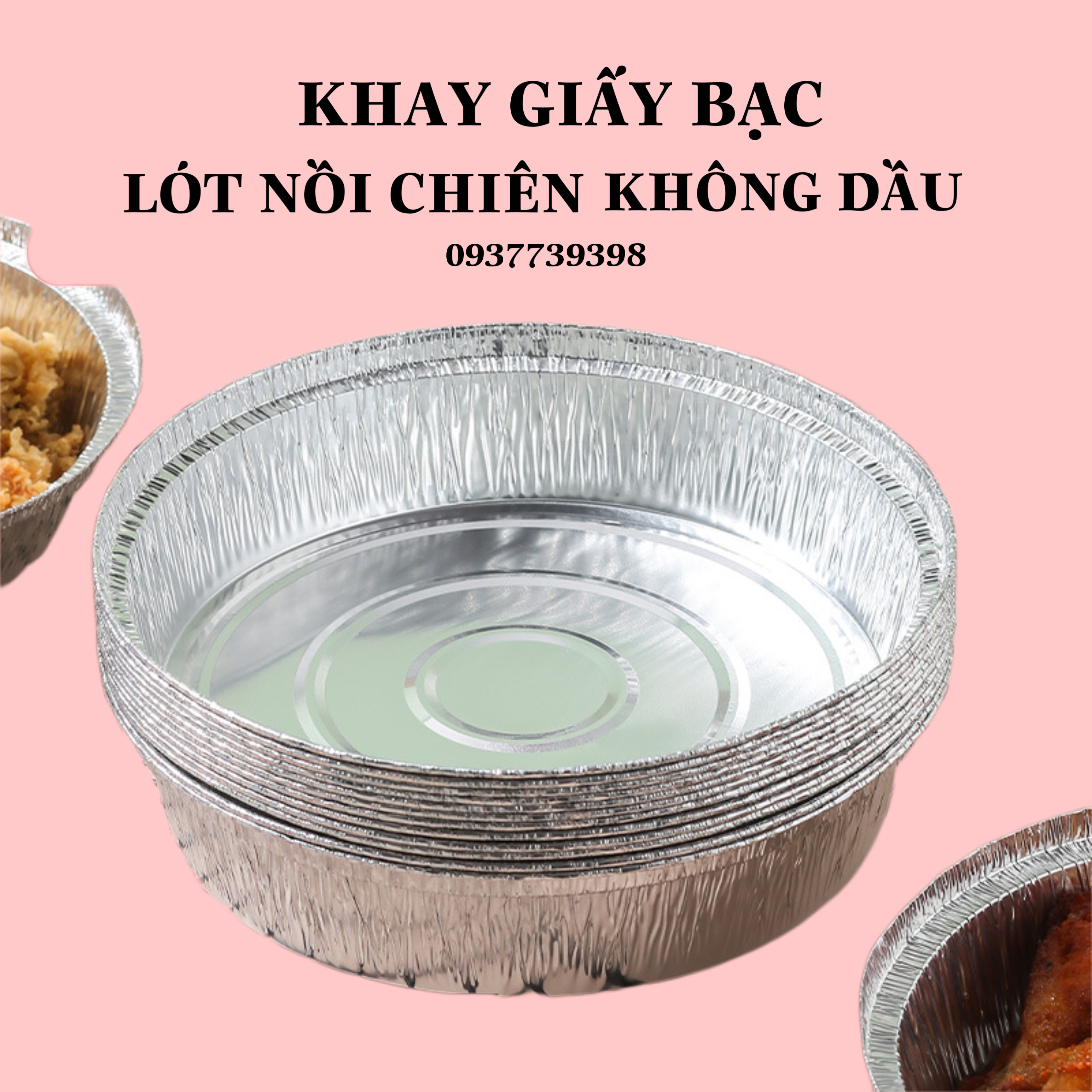 Sét 10 Khay giấy bạc lót nồi chiên không dầu, đĩa nhôm lót nồi nướng đa năng